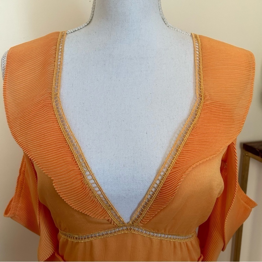 Saylor Nell Pleated Tiered Maxi Dress In Tangerine Sz S View 3